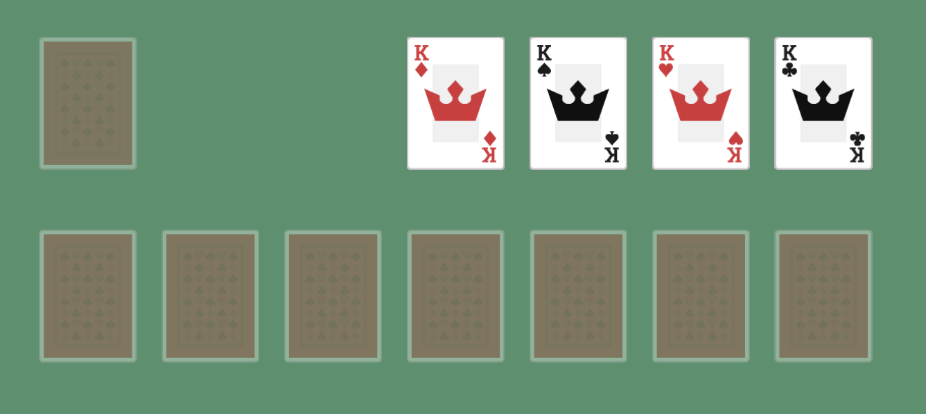 A completed game of Klondike Solitaire